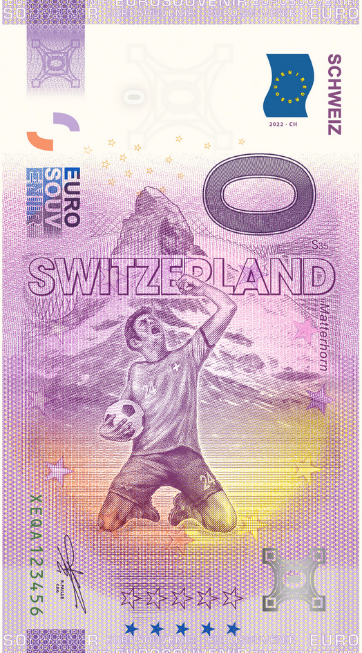 2022, WM 2022: 0-Euro-Souvenir-Note "Switzerland"
