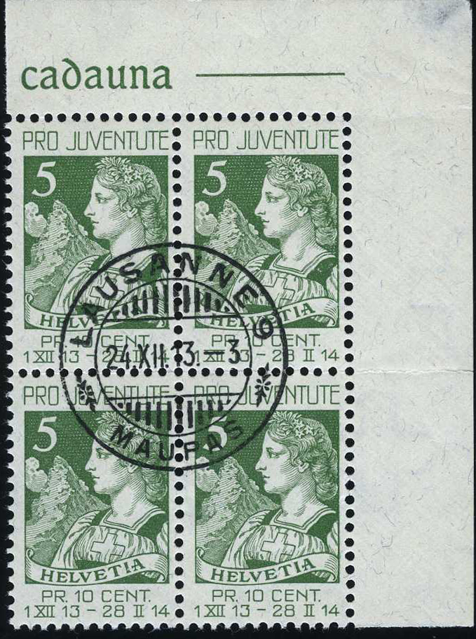 1913, 5 Rp. Helvetia mit Matterhorn
