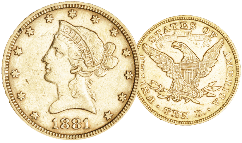 1881, 10 USD &quot;Liberty Head&quot;, Gold Au (0.900), 16.71 g schwer