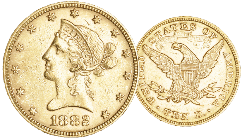 1882, 10 USD &quot;Liberty Head&quot;, Gold Au (0.900), 16.71 g schwer