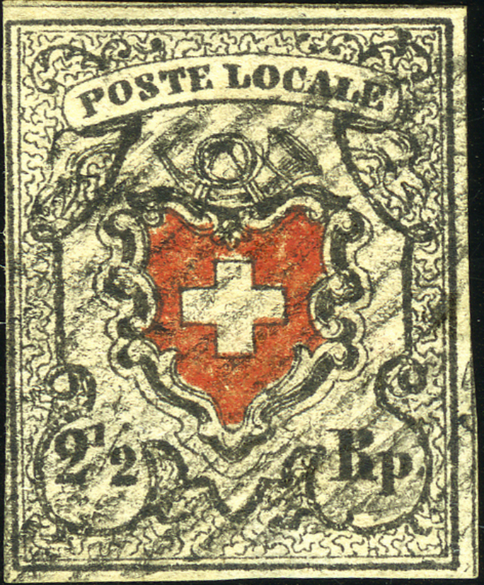 2 1-2 Rp. schwarz-rot, Type 1