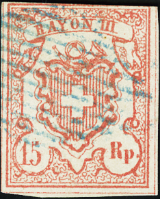 15 Rp. fahlrot, Type 8, OR II