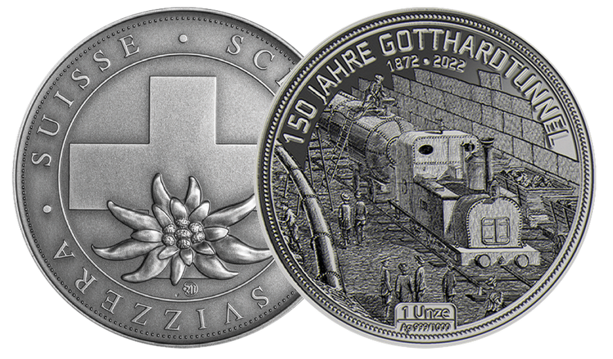1 Unze "150 Jahre Gotthardtunnel"