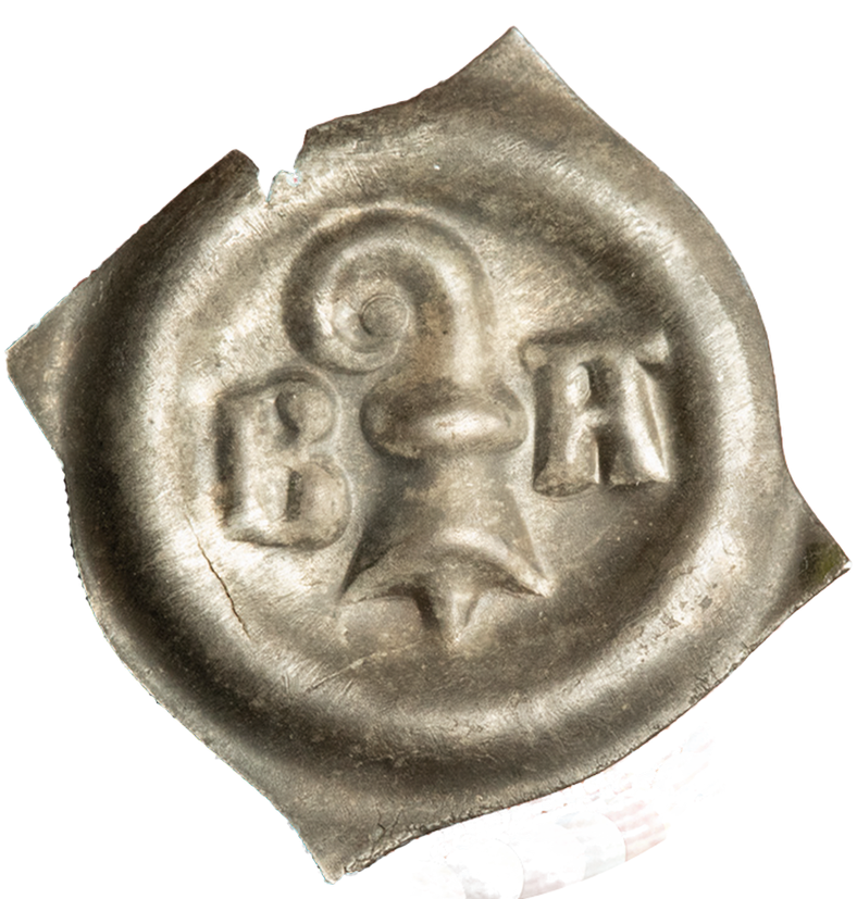 o. J. (nach 1373), Vierzipfliger Pfennig erste Münze von Basel-Stadt in prächtiger Erhaltung!