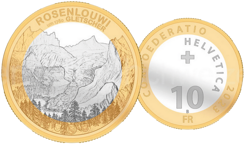 2023, 10 Fr. Gedenkmünzen "Rosenlauigletscher"