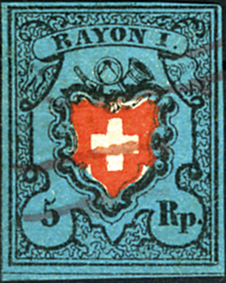 5 Rp. schwarz-rot-dunkelblau, Type 13