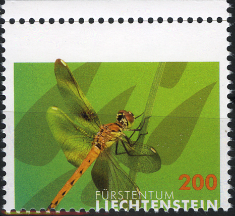 2020, Libellen II, Druckverschiebung, oberes Bogenrandstück