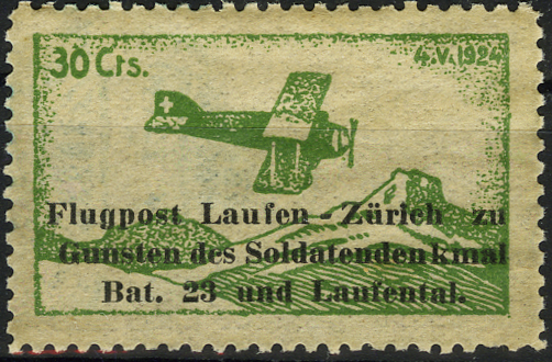 1924 Flugpost Laufen , Vignette &quot;DCS statt DES&quot;