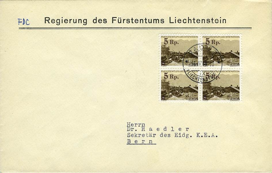 5 auf 3 Rp. braun