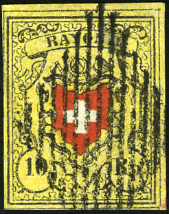 10 Rp. schwarz-rot-gelb, Type 8, Stein D (LU)
