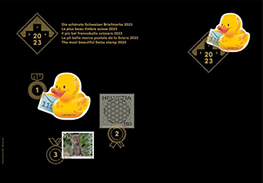 2023, schwarzer Sonderbeleg "Gummiente - Schönste Briefmarke 2023"