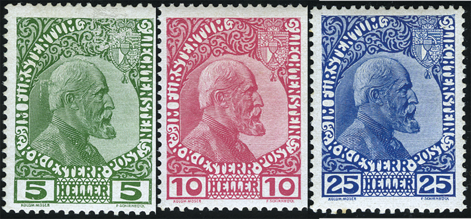 1912, Fürst Johann II., mit Umschrift und Wappen