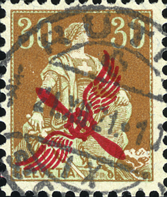 30 Rp. Helvetia mit Schwert, Vollstempel: RÜTHLI 21.XII.21