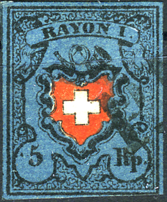 5 Rp. schwarz-karmin-dunkelblau, Type 14
