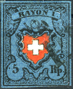 5 Rp. schwarz-karmin-dunkelblau, Type 14