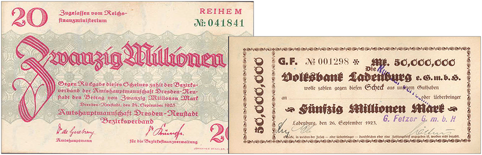 1923, 20 und 50-Millionen-Mark