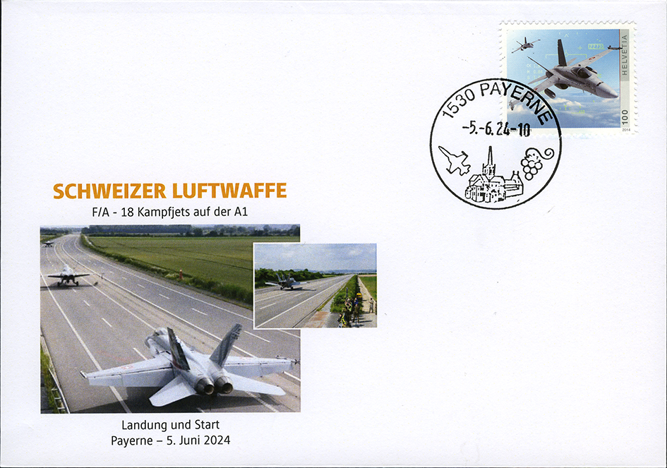 2024, Patrouille Suisse -  F/A -18 Kampfjets auf der A1
