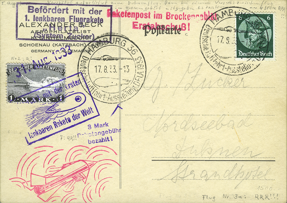 1933, 1.Raketenpost &quot;Herta&quot; Zwischenflug