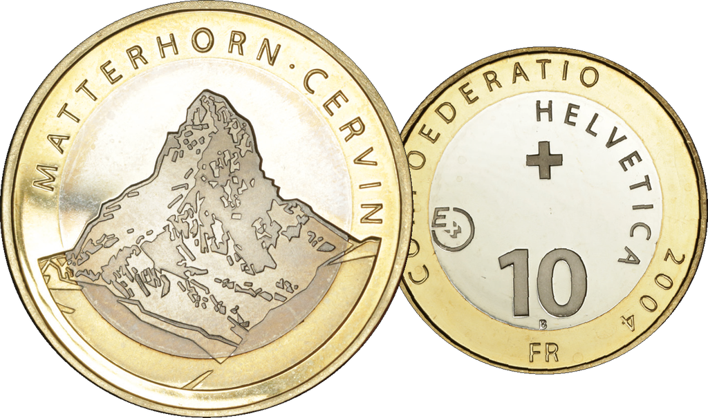 2004, 10 Fr. Gedenkmünzen "Matterhorn", Probeprägung