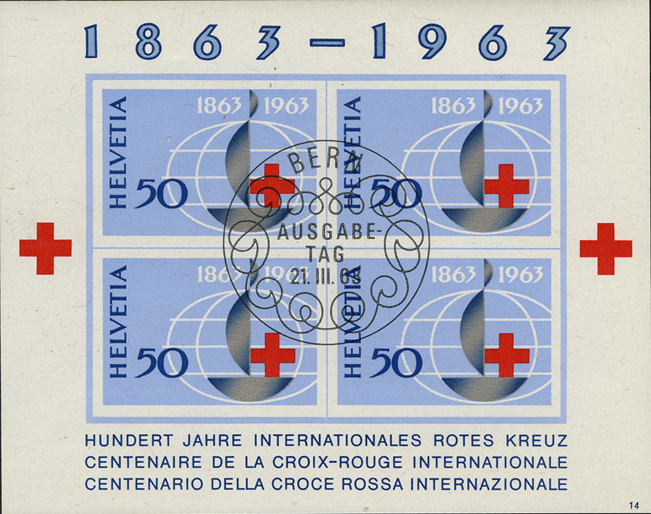 1963, 100 Jahre Rotes Kreuz, markante Druckverschiebung