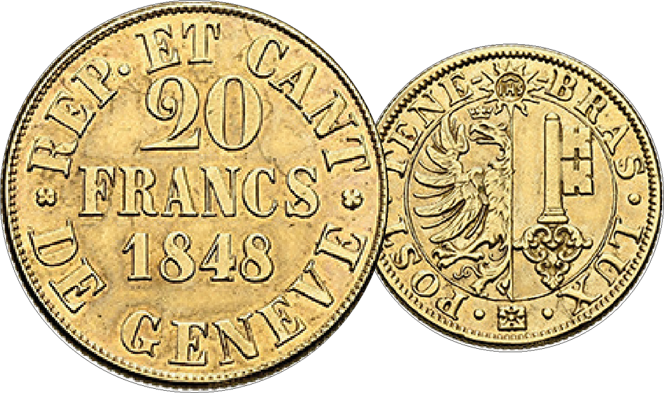 1848, 20 Francs, Genf