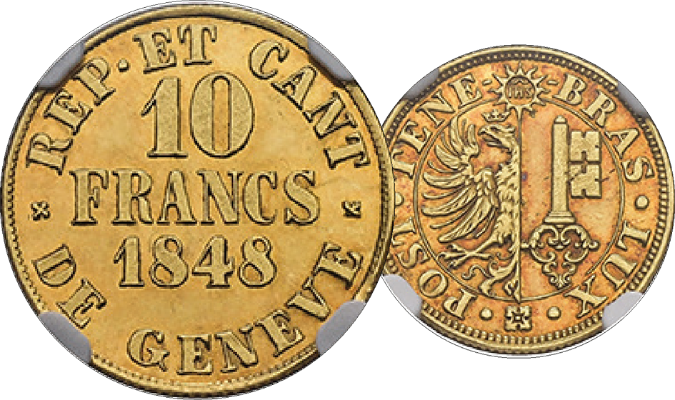 1848, 10 Francs, Genf