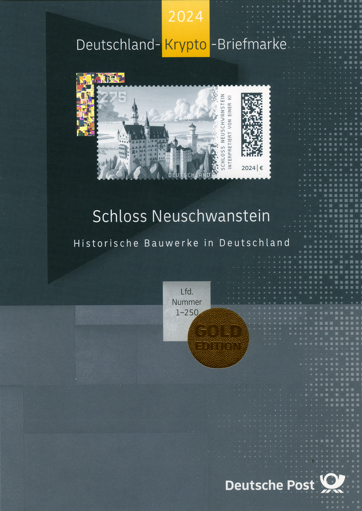 Krypto-Briefmarke &quot;Schloss Neuschwanstein&quot; GOLD-Edition