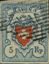 5 Rp. hellblau-rot, Type 2, unbekannter Stein (LO)