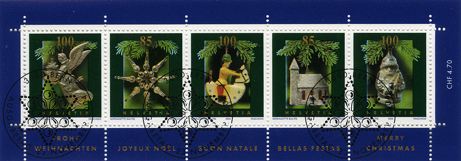 2004, Weihnachtsmarken, &quot;Schnee auf den Zweigen&quot;, verschobener Unterdruck