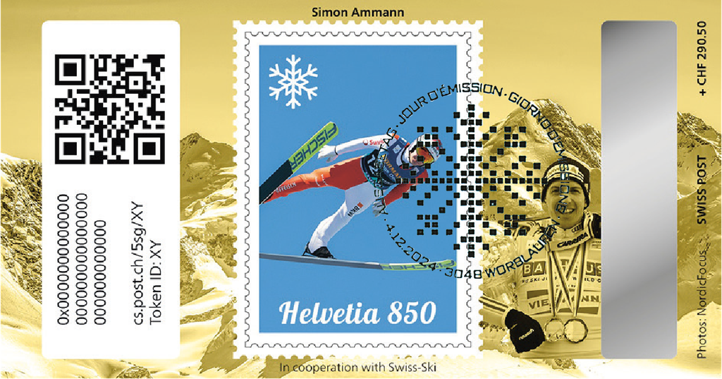 2024, Crypto Stamp "Simon Ammann" - Gold Edition
