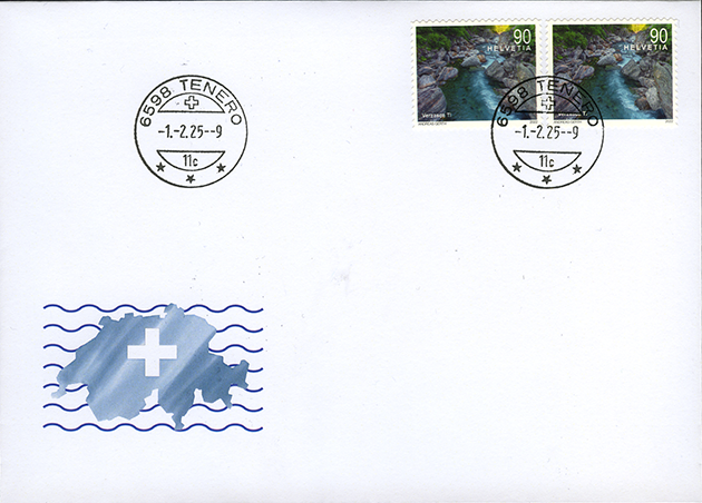 90 Rp. Verzasca, Abart:"Schrift gequetscht" (schattiert)