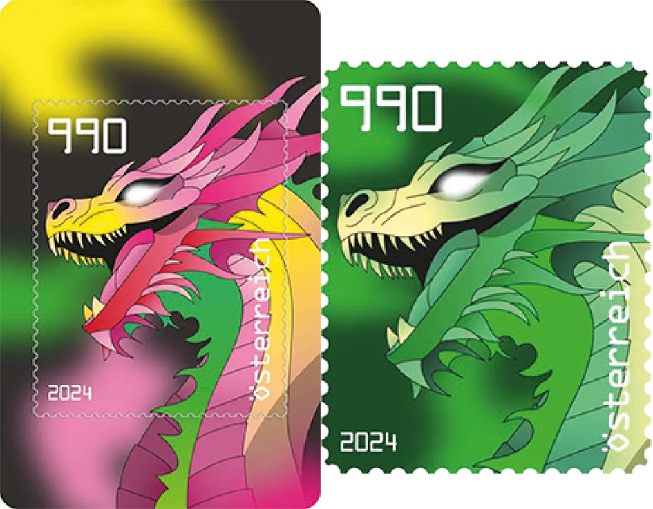 2024, Crypto Stamp &quot;Drache grün&quot;, Österreich