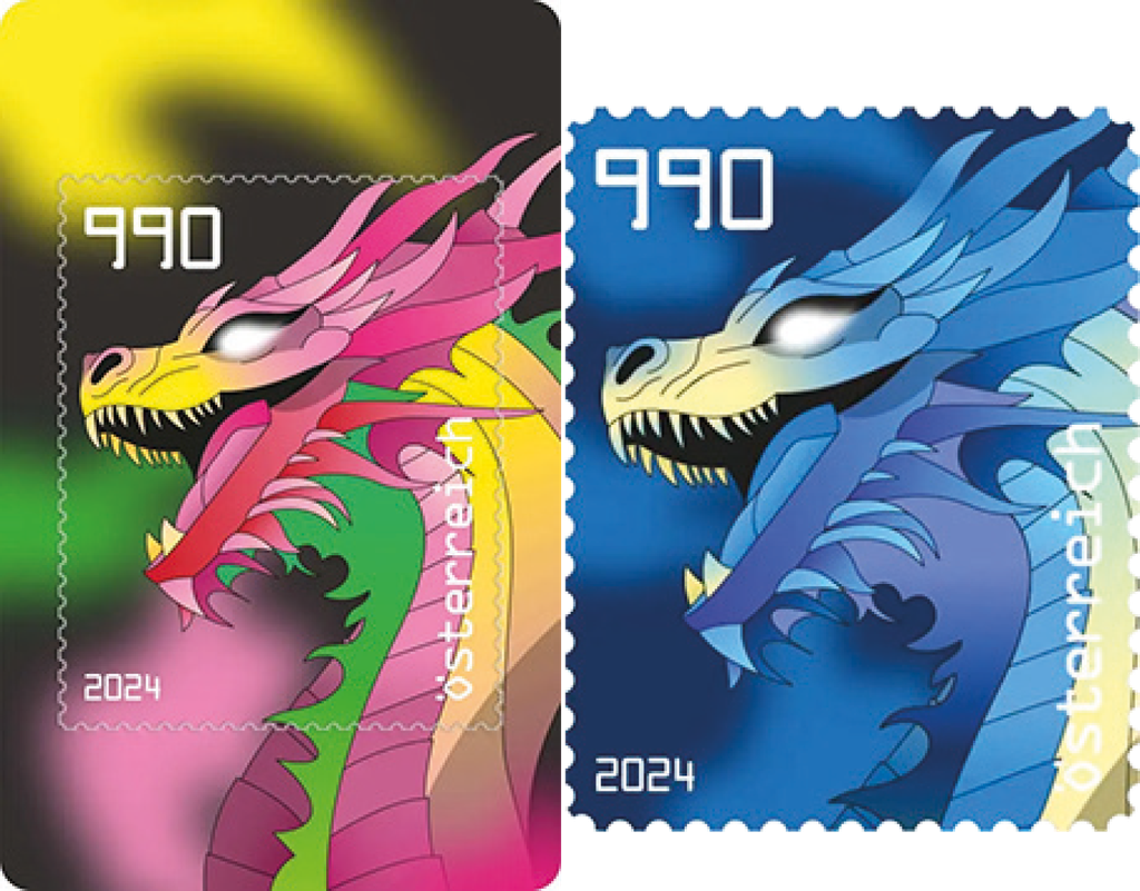 2024, Crypto Stamp "Drache blau", Österreich