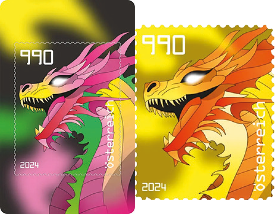 2024, Crypto Stamp &quot;Drache gelb&quot;, Österreich