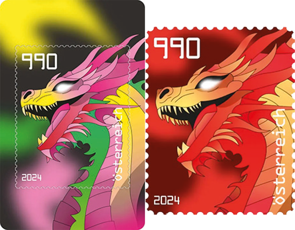 2024, Crypto Stamp &quot;Drache rot&quot;, Österreich