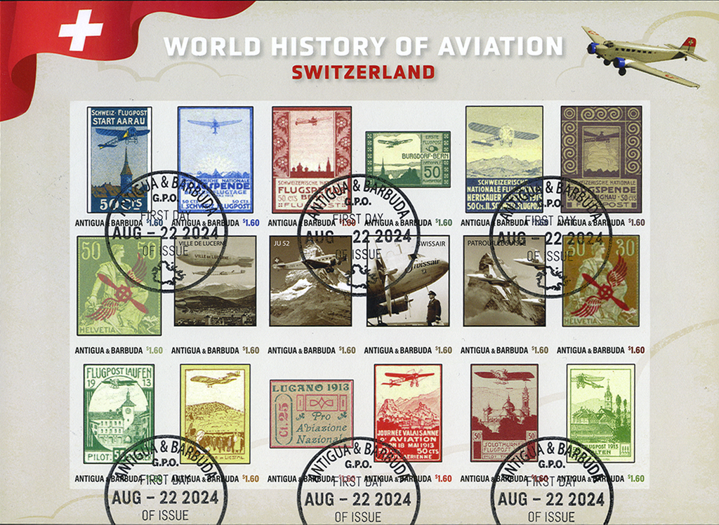 2024, WORLD HISTORY OF AVIATION, Switzerland UNGEZÄHNT
