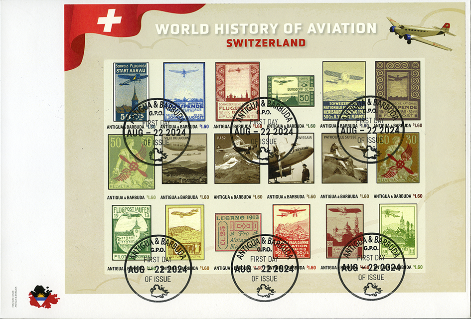 2024, WORLD HISTORY OF AVIATION, Switzerland UNGEZÄHNT