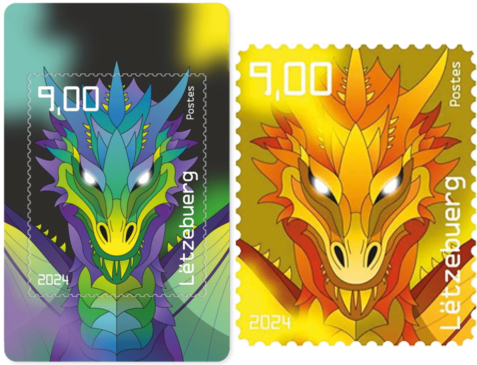 2024, Crypto Stamp &quot;Drache gelb&quot;, Luxemburg