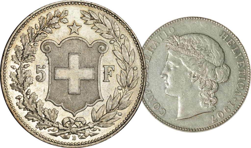 1907, 5 Fr. Silber-Kursmünze Helvetiakopf