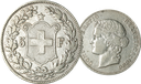 1890, 5 Fr. Silber-Kursmünze Helvetiakopf