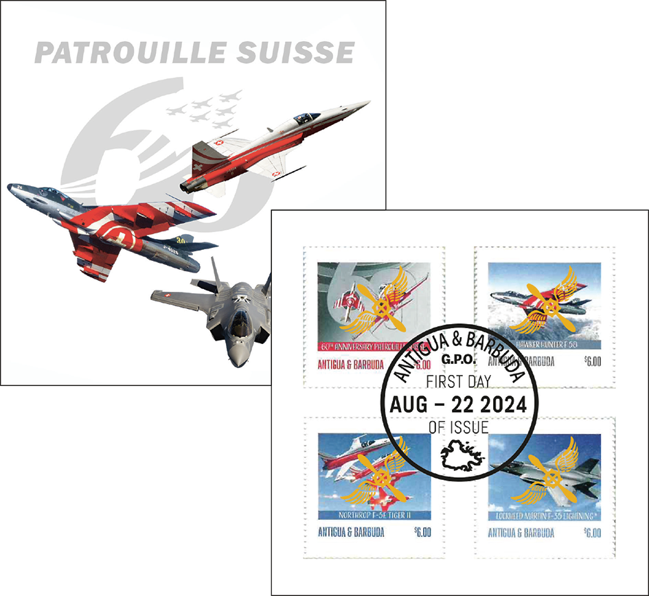 2024, 60 Jahre Patrouille Suisse, Antigua und Barbuda mit Goldaufdruck