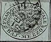 1852, Erste Briefmarke vom Vatikanstaat - Kirchenstaat, Nr. 1B