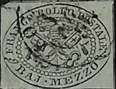 1852, Erste Briefmarke vom Vatikanstaat - Kirchenstaat, Nr. 1C
