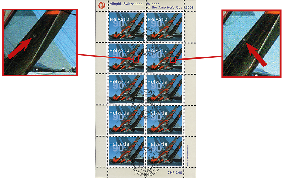 90 Rp. Alinghi - Switzerland, Abart:"Markanter Putzer"