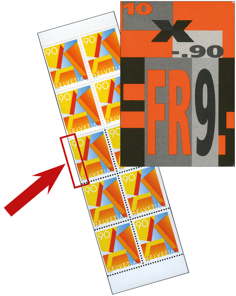 90 Rp. A-Post, "Stark verschobener Schnitt"