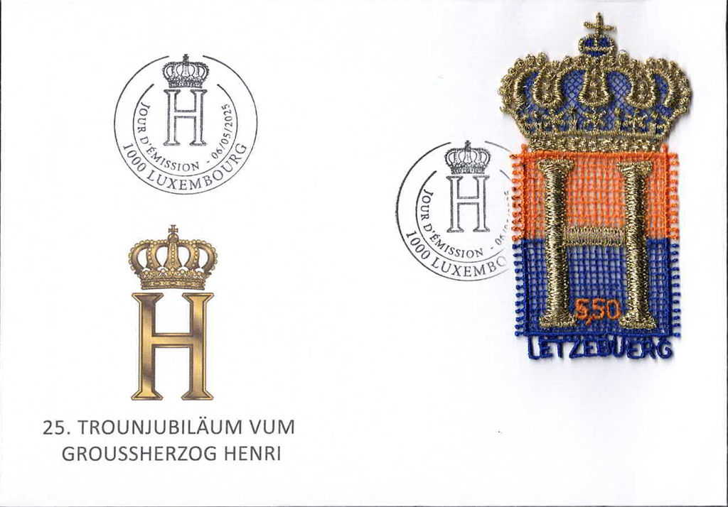 2025, die erste Stickerei-Briefmarke aus Luxemburg