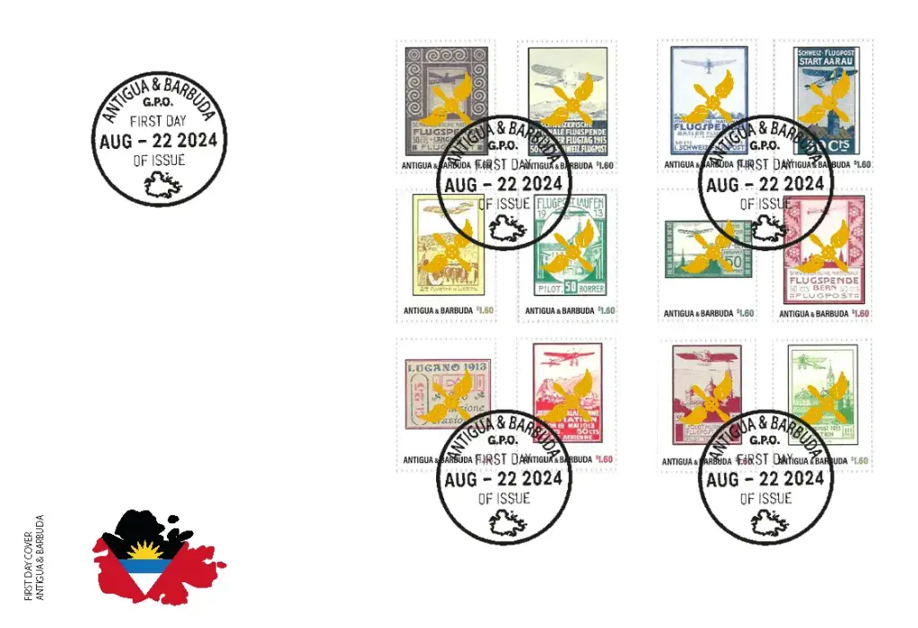 2024, WORLD HISTORY OF AVIATION, Switzerland mit Goldaufdruck