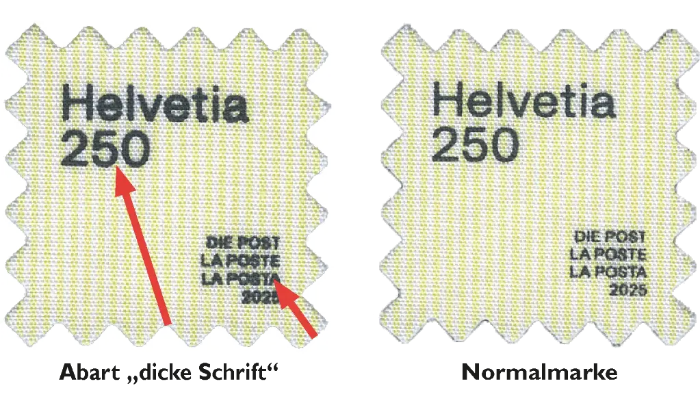 250 Rp. Upcycling - Von der Postbekleidung zur Briefmarke "fettere Schrift"