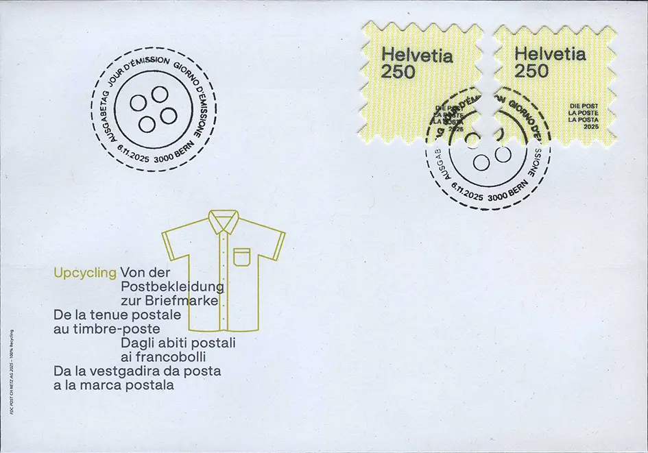 250 Rp. Upcycling - Von der Postbekleidung zur Briefmarke "fettere Schrift"