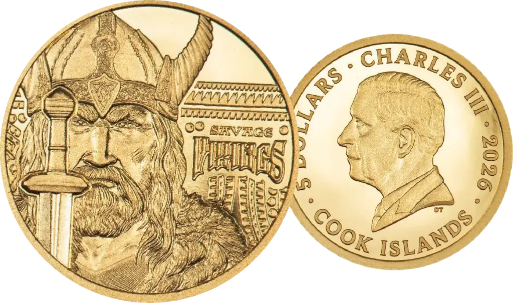 2026, 5 Dollars, Cook Islands Legends - Savage Vikings